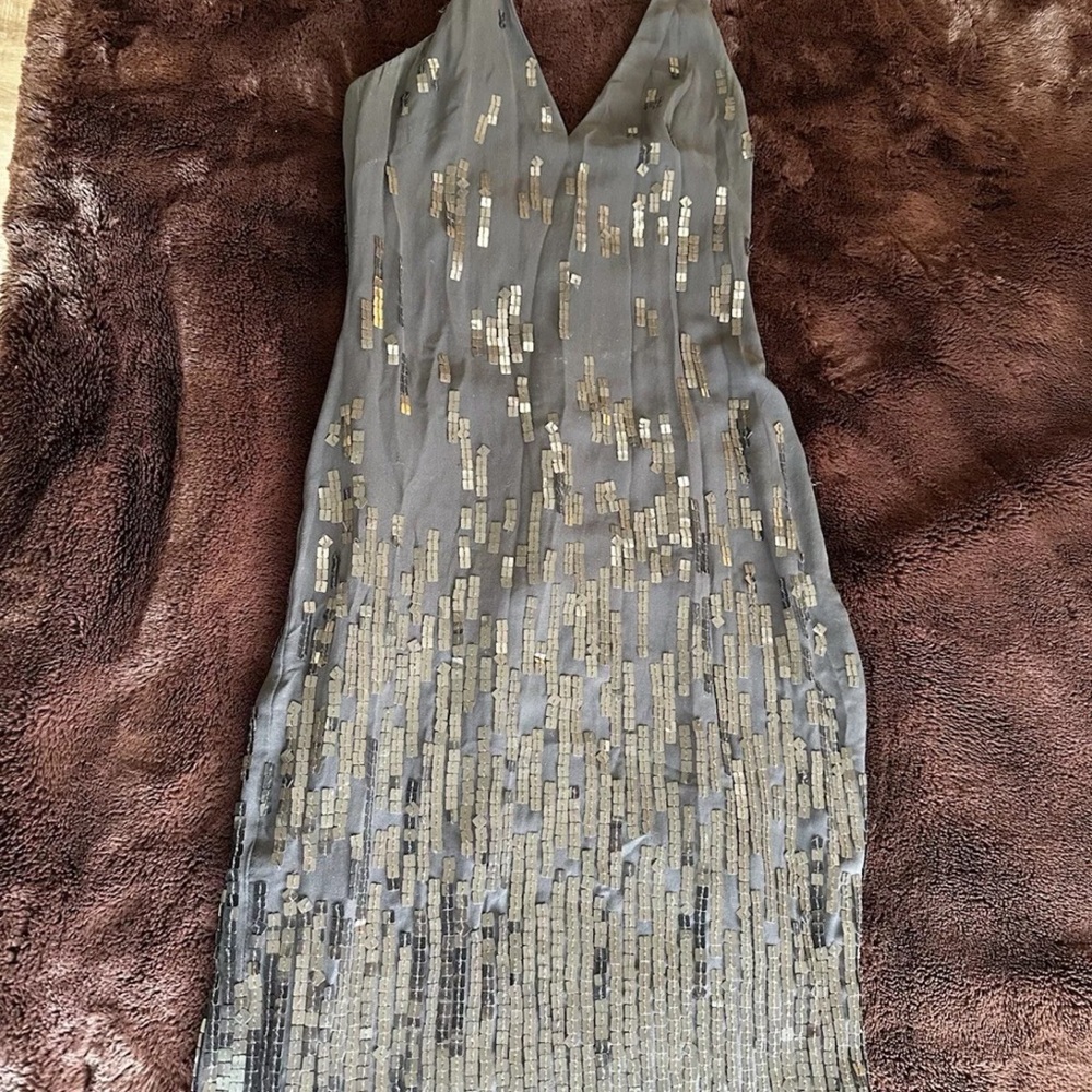 Black Sequin Embellished Halter Midi Dress